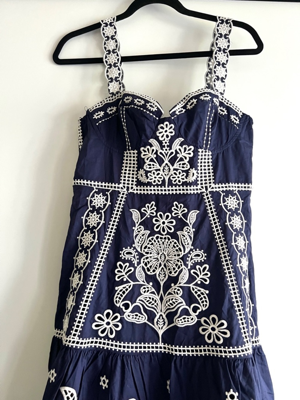 FARM Rio Blue Richelieu Embroidered Midi Dress Size Medium NWT - Picture 10 of 16